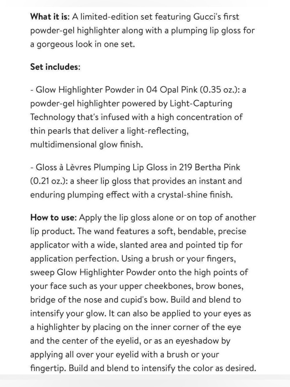 NEW GUCCI BEAUTY Glow Highlighter (Opal) & Lip Gloss (Bertha) Pink -  Gift Set - Picture 6 of 9